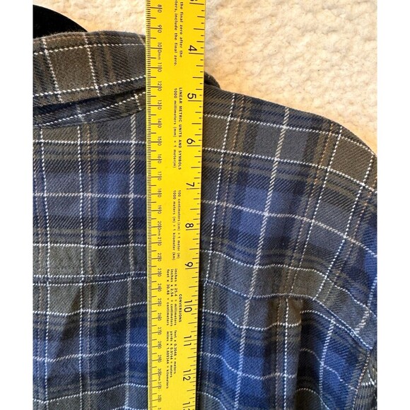 The North Face Mens Large Shirt Button Down Blue White Plaid Heavy Flannel - Picture 8 of 9